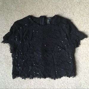 Forever 21 sequined black crop top
